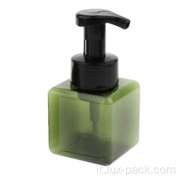 Bottiglia quadrata PETG da 250 ml con pompa di sapone in schiuma